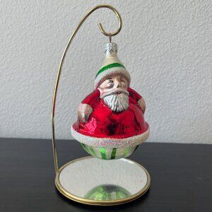 Christopher Radko Roly Poly Santa Christmas Ornament SIGNED // Vintage 1994